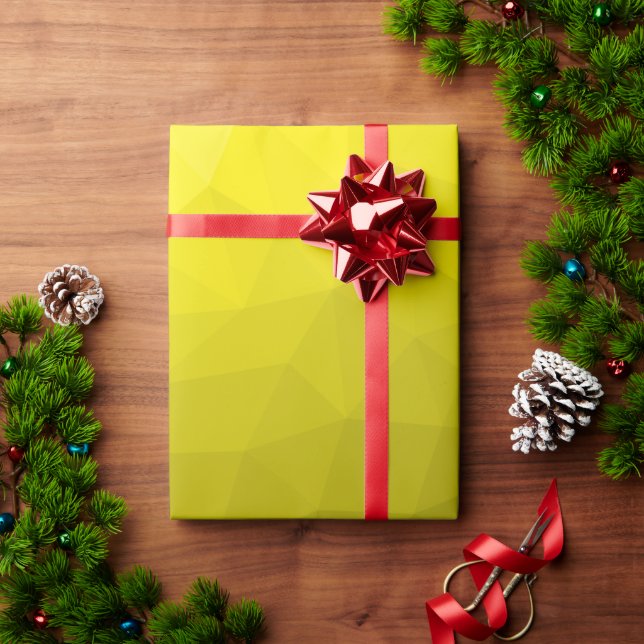 Yellow dark ombre gradient geometric mesh pattern wrapping paper (Holiday Gift)