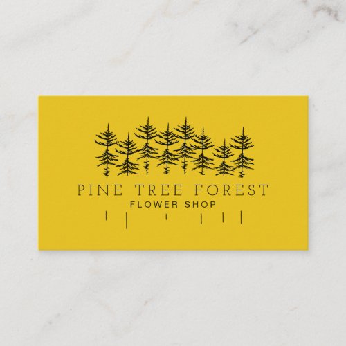 Yellow Dark Pine Tree Forest Business Card
