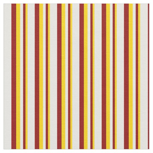 Yellow, Dark Red, and White Pattern of Stripes Fabric