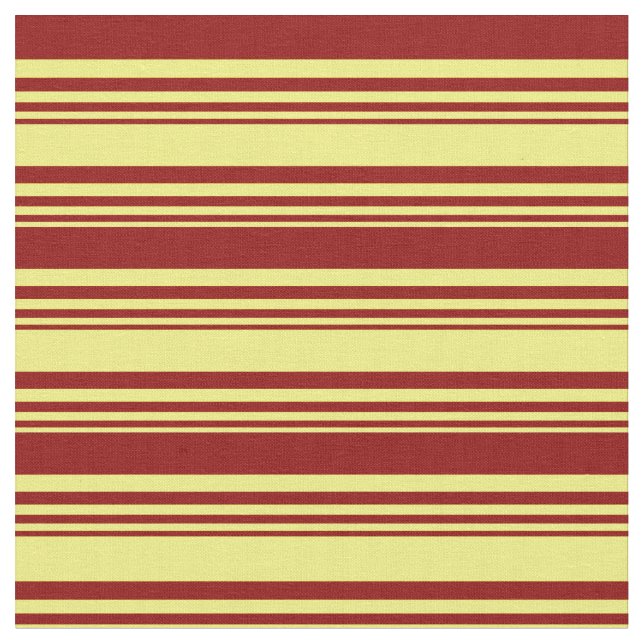 Yellow & Dark Red Striped Pattern Fabric (Close Up)