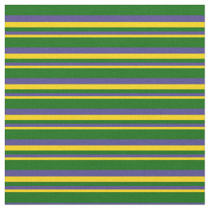 Yellow, Dark Slate Blue & Dark Green Lines Fabric