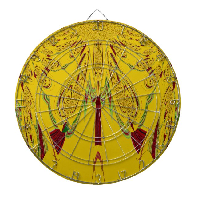 Yellow Dartboard With Darts (Front)