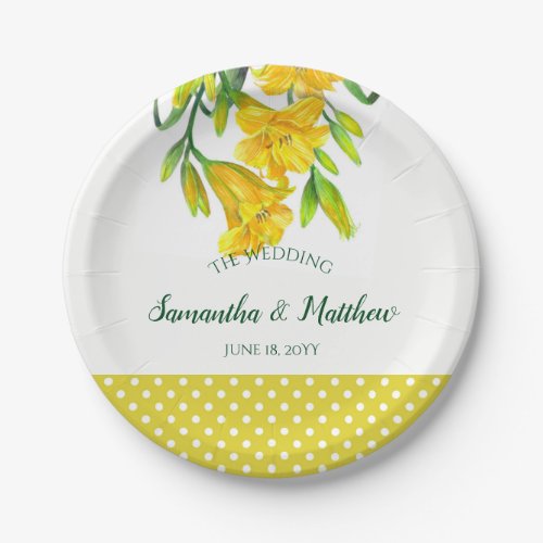 Yellow Day Lilies Floral Art Paper Plates