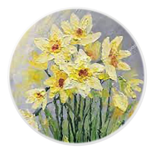 Yellow Day Lillies Ceramic Knob