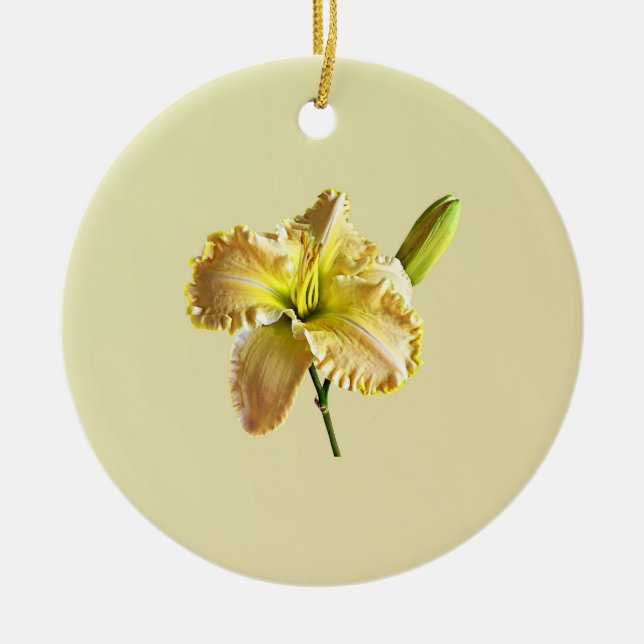 Yellow Day Lily Ceramic Ornament (Front)