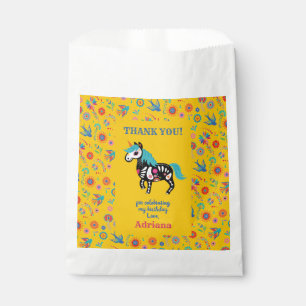 Yellow Day of the Dead Unicorn Birthday Party Favor Bag