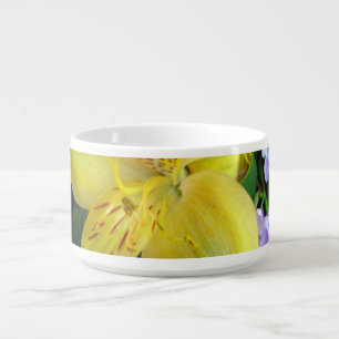 Yellow Daylilies & Purple Lilac Flowers Bowl