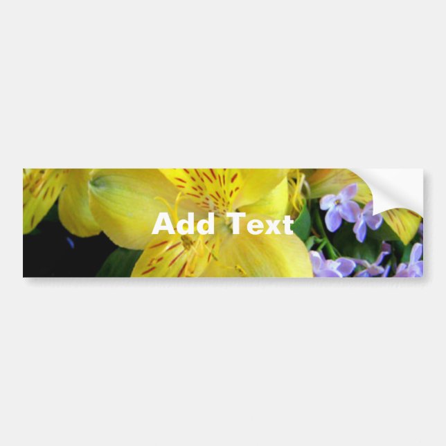 Yellow Daylilies & Purple Lilac Flowers Bumper Sticker (Front)