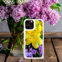 Yellow Daylilies & Purple Lilac Flowers