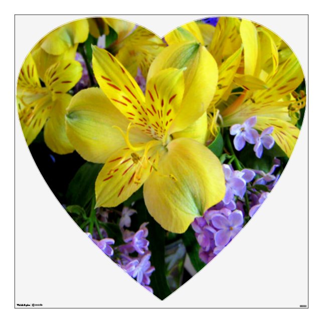 Yellow Daylilies & Purple Lilac Flowers Wall Sticker (Front)