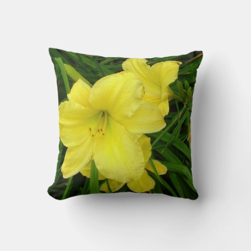 Yellow Daylilies Throw Pillow