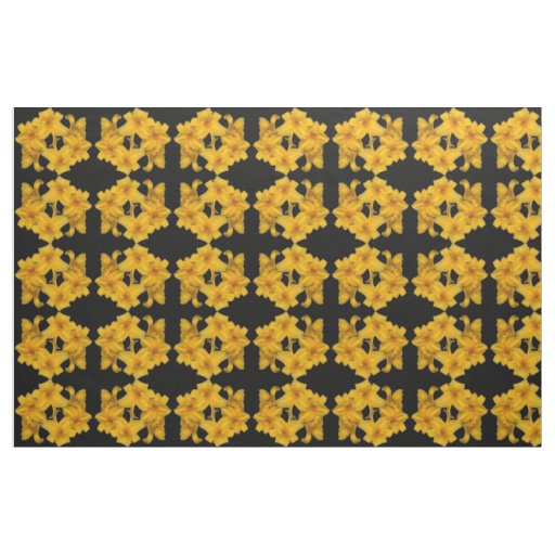 Yellow Daylily Abstract Pattern Fabric