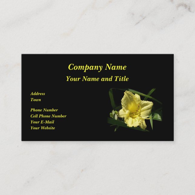 Yellow Daylily Flower Business Card (Front)