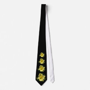 Yellow Daylily Flower Hemerocallis Neck Tie