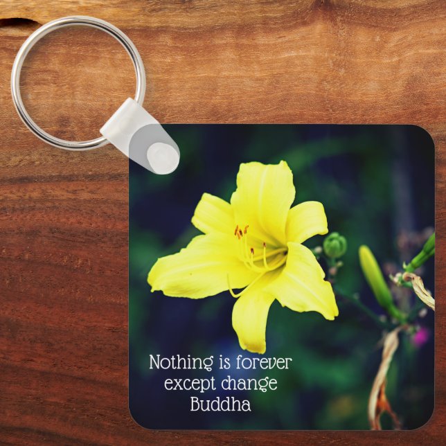 Yellow Daylily Inspirational Quote Magnet Keychain (Front)