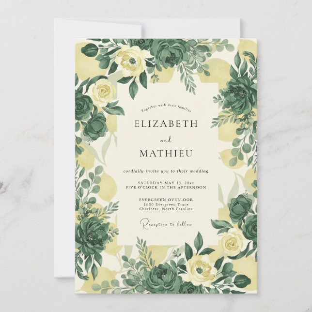 Yellow Dazzling Mediterranean Wedding Invitation (Front)