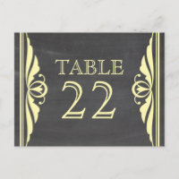 Yellow Deco Chalkboard Table Number Postcard