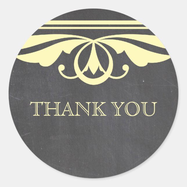 Yellow Deco Chalkboard Thank You Stickers (Front)