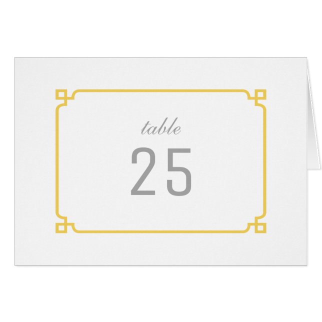 Yellow Deco Chic Table Number (Front Horizontal)