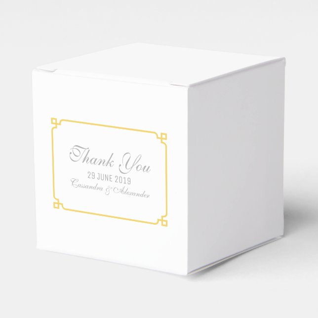 Yellow Deco Chic Wedding Favor Boxes (Front Side)