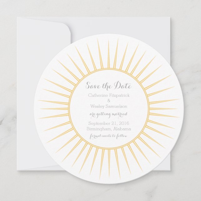 Yellow Deco Retro Save the Date Invite (Front)