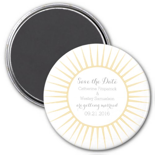 Yellow Deco Retro Save the Date Magnet