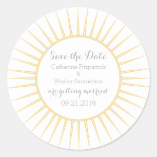 Yellow Deco Retro Save the Date Stickers