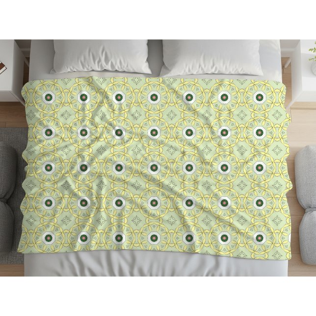 Yellow decorative geometric patterned  fleece blanket (Creator Uploaded)
