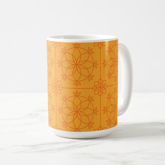 Yellow Decorative mandala art geometric Pattern Coffee Mug (Front Right)