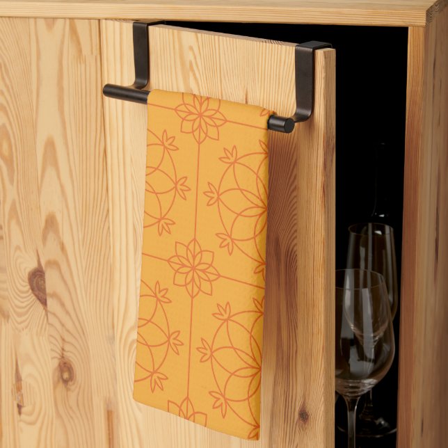 Yellow Decorative mandala art geometric Pattern Kitchen Towel (Thirds Fold)