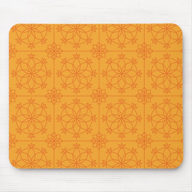 Yellow Decorative mandala art geometric Pattern Mouse Pad (Front)