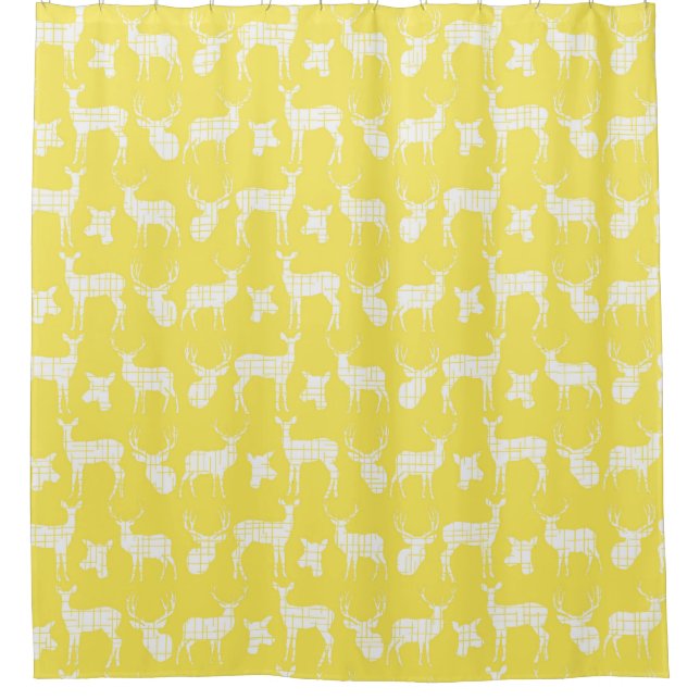 Yellow Deer Bucks Doe Wildlife Nature Shower Curtain (Front)
