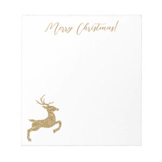 Yellow Deer Shape In Faux Glitter Look With Text Notepad