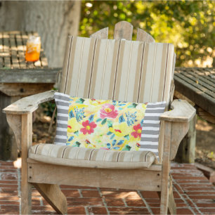 Yellow Delicate Flowers Lumbar Throw Pillow