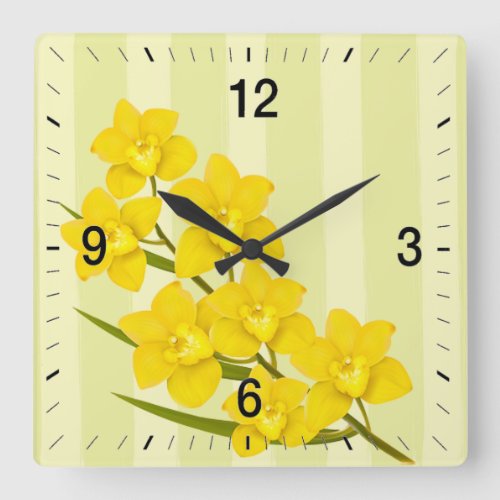 Yellow Delight Square Wall Clock