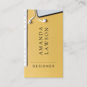Yellow Designer Work Space Business Card