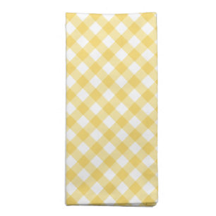 Yellow Diagonal Gingham Plaid Pattern Cloth Napkin