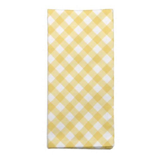 Yellow Diagonal Gingham Plaid Pattern Cloth Napkin