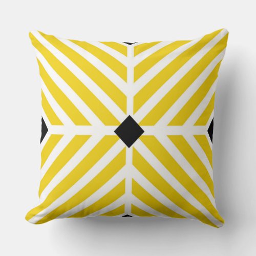 Yellow Diagonal Stripes Throw Pillow