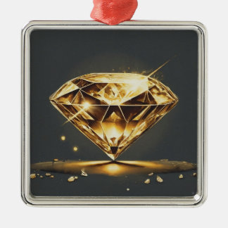 Yellow Diamond and Black Metal Ornament