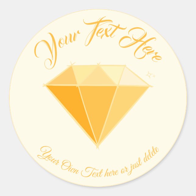 Yellow Diamond Gemstone Jewelry. 50 Golden Wedding Classic Round Sticker (Front)
