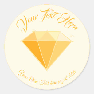 Yellow Diamond Gemstone Jewelry. 50 Golden Wedding Classic Round Sticker