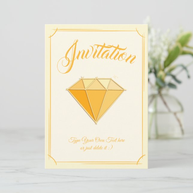 Yellow Diamond Gemstone Jewelry. 50 Golden Wedding Invitation (Standing Front)