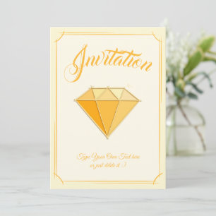 Yellow Diamond Gemstone Jewelry. 50 Golden Wedding Invitation
