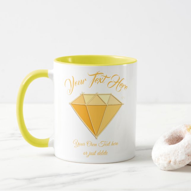 Yellow Diamond Gemstone Jewelry. 50 Golden Wedding Mug (With Donut)