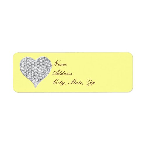 Yellow Diamond Heart Address Labels