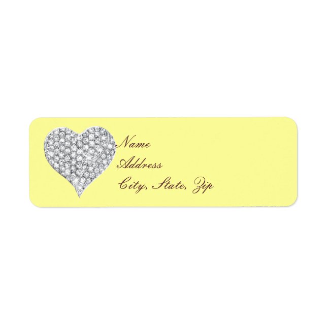Yellow Diamond Heart Address Labels (Front)