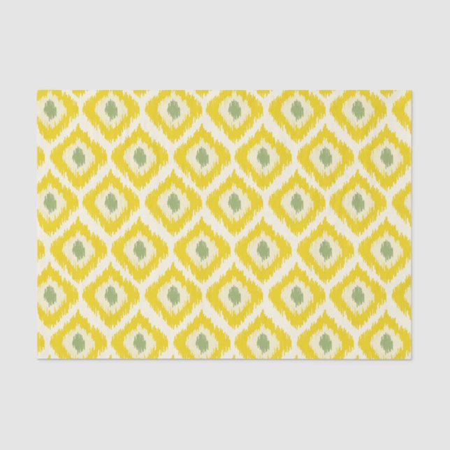 Yellow Diamond Ikat Pattern Tissue Paper (Front)