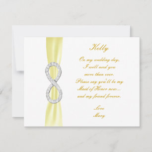 Yellow Diamond Infinity Wedding Maid Of Honor Card