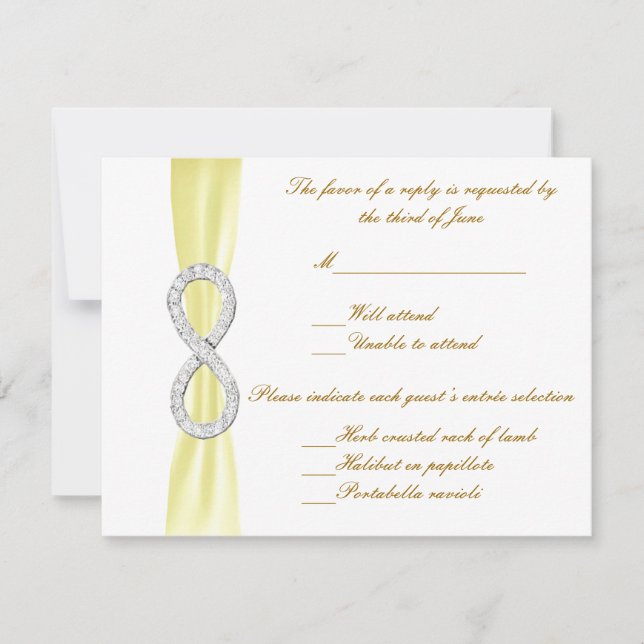 Yellow Diamond Infinity Wedding Response Card (Front)